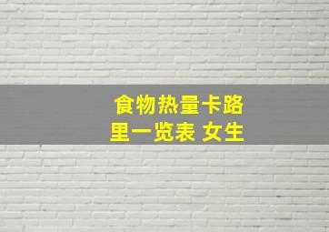 食物热量卡路里一览表 女生